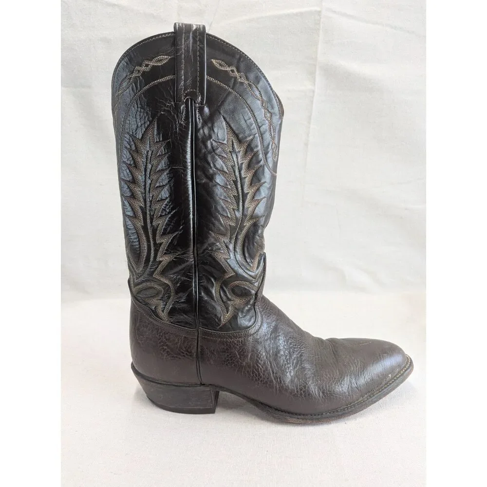 Western Cowboy Heritage 10.5D Tony Lama 6903 Leather Boots Brown Black